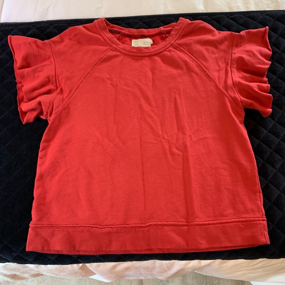 Red Peplum Sleeved Top